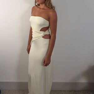 Peppermayo Cream Strapless Cut-Out Dress